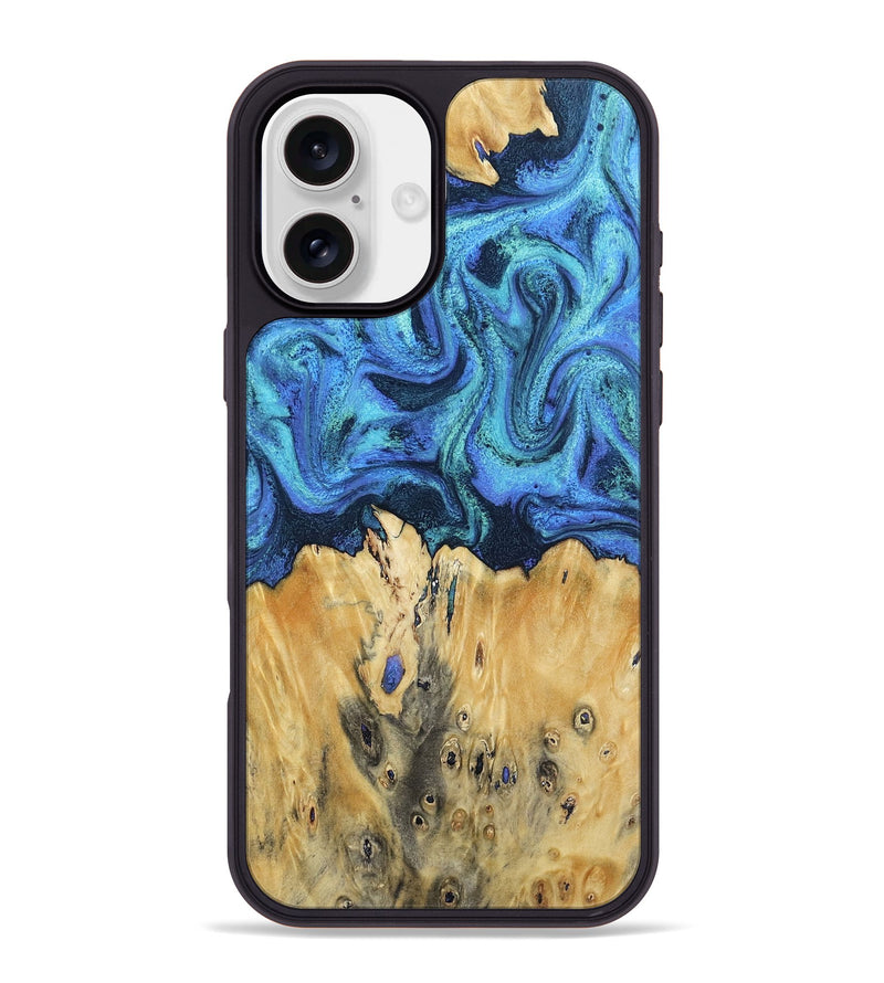 iPhone 16 Plus Wood Phone Case - Brandyn (Blue, 802329)