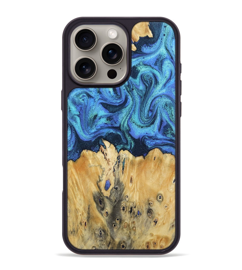 iPhone 16 Pro Max Wood Phone Case - Brandyn (Blue, 802329)