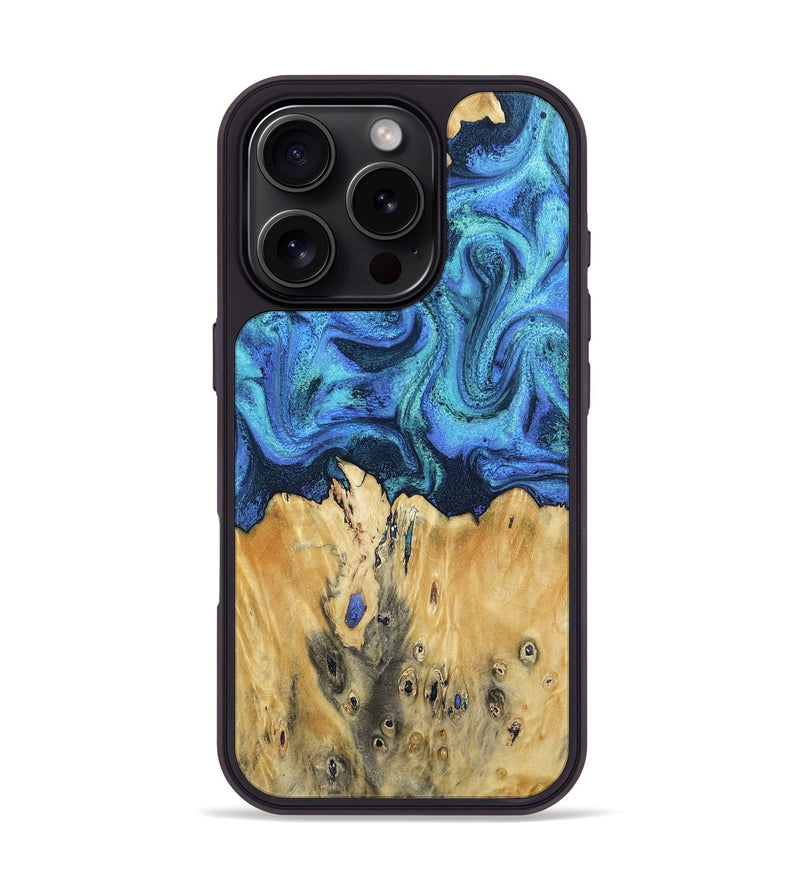 iPhone 16 Pro Wood Phone Case - Brandyn (Blue, 802329)