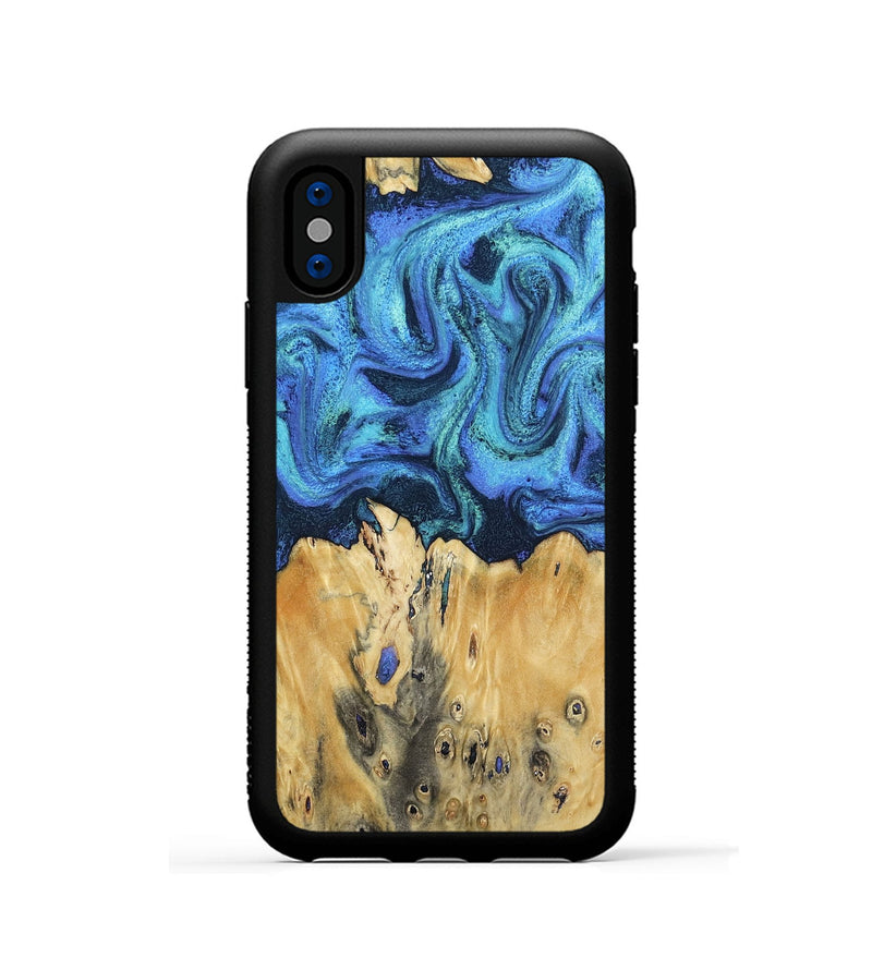 iPhone Xs Wood Phone Case - Brandyn (Blue, 802329)