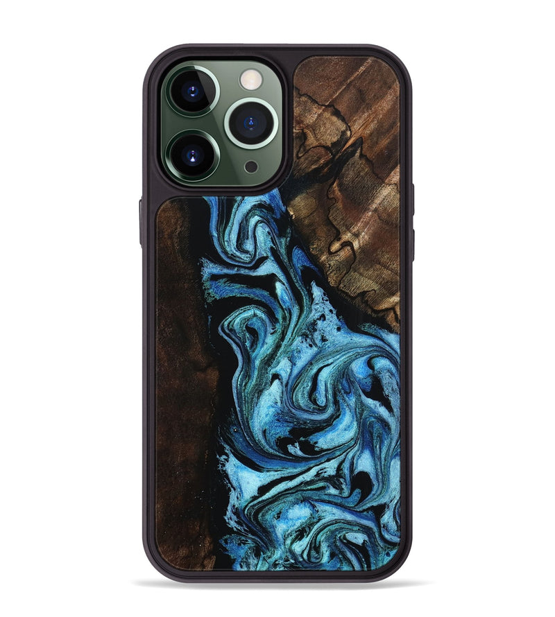 iPhone 13 Pro Max Wood Phone Case - Reya (Blue, 802330)