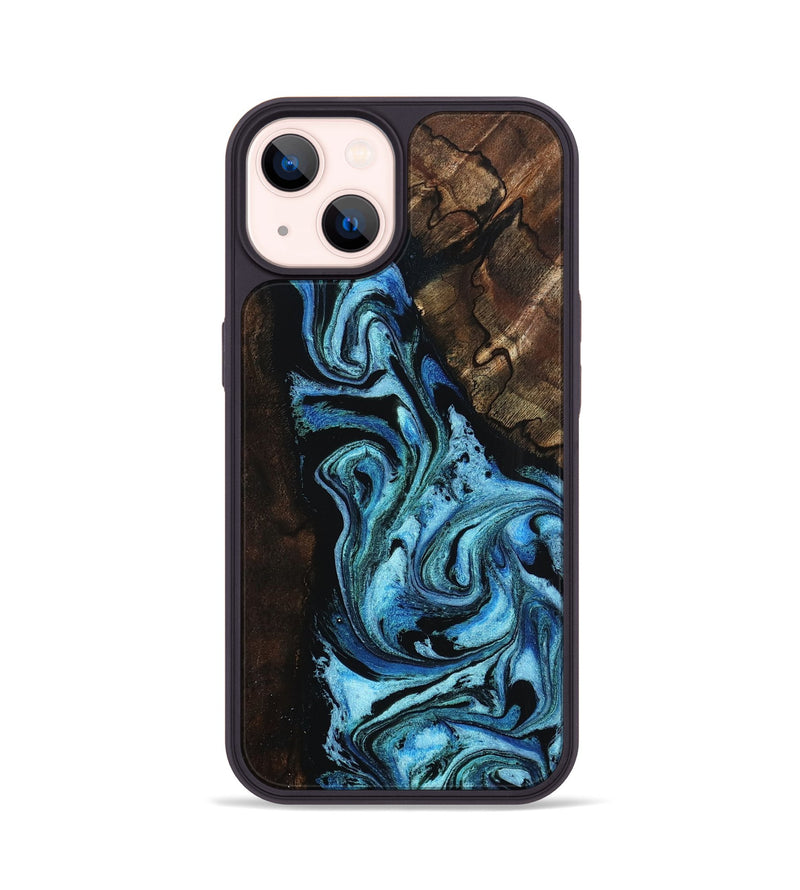 iPhone 14 Wood Phone Case - Reya (Blue, 802330)