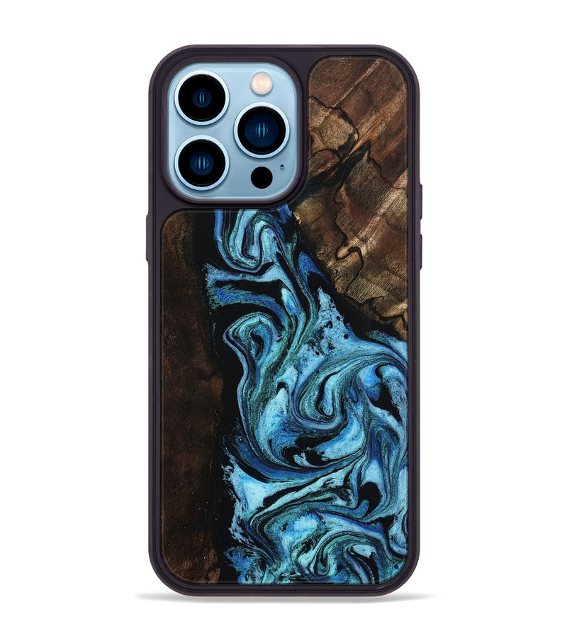 iPhone 14 Pro Max Wood Phone Case - Reya (Blue, 802330)