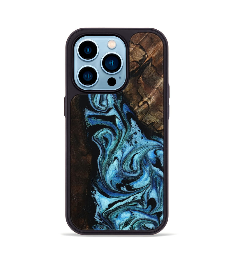 iPhone 14 Pro Wood Phone Case - Reya (Blue, 802330)