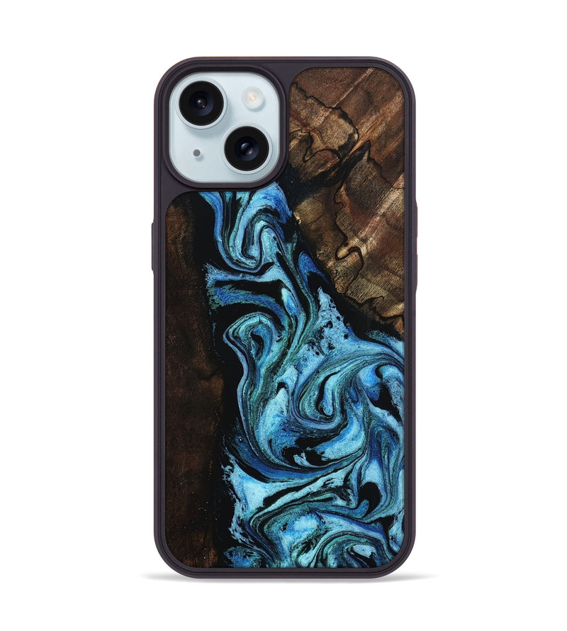 iPhone 15 Wood Phone Case - Reya (Blue, 802330)