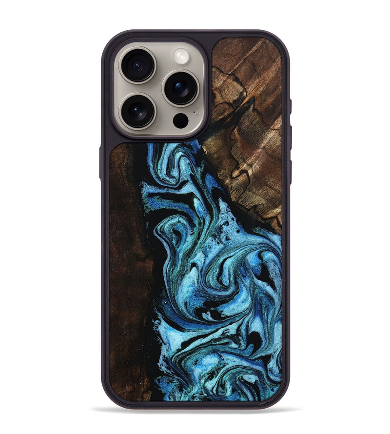 iPhone 15 Pro Max Wood Phone Case - Reya (Blue, 802330)