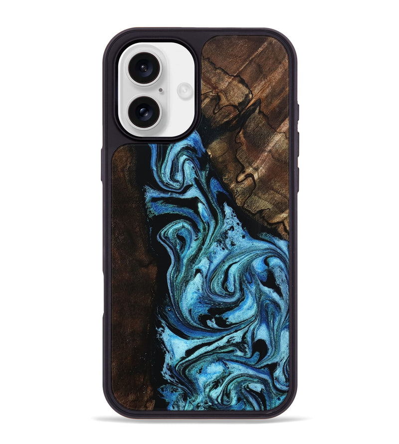 iPhone 16 Plus Wood Phone Case - Reya (Blue, 802330)