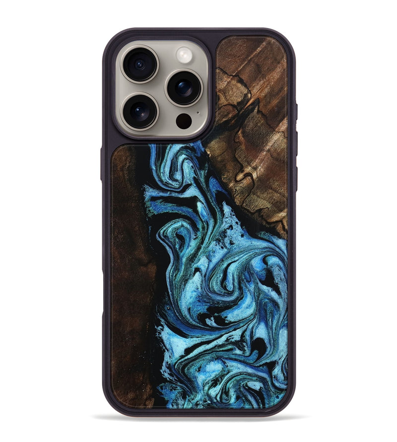 iPhone 16 Pro Max Wood Phone Case - Reya (Blue, 802330)
