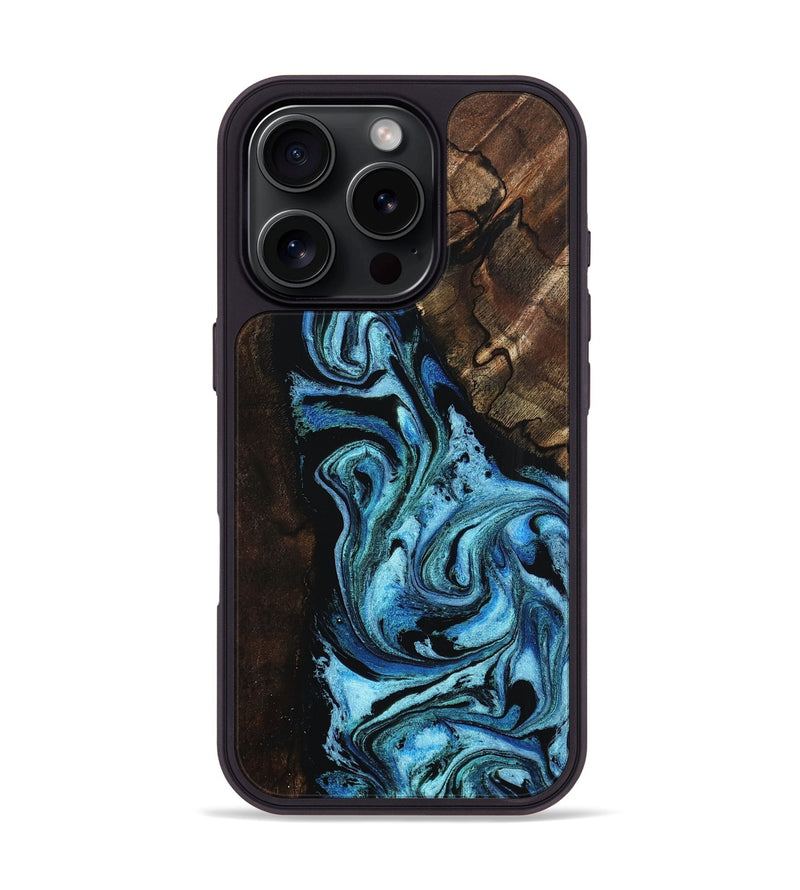 iPhone 16 Pro Wood Phone Case - Reya (Blue, 802330)