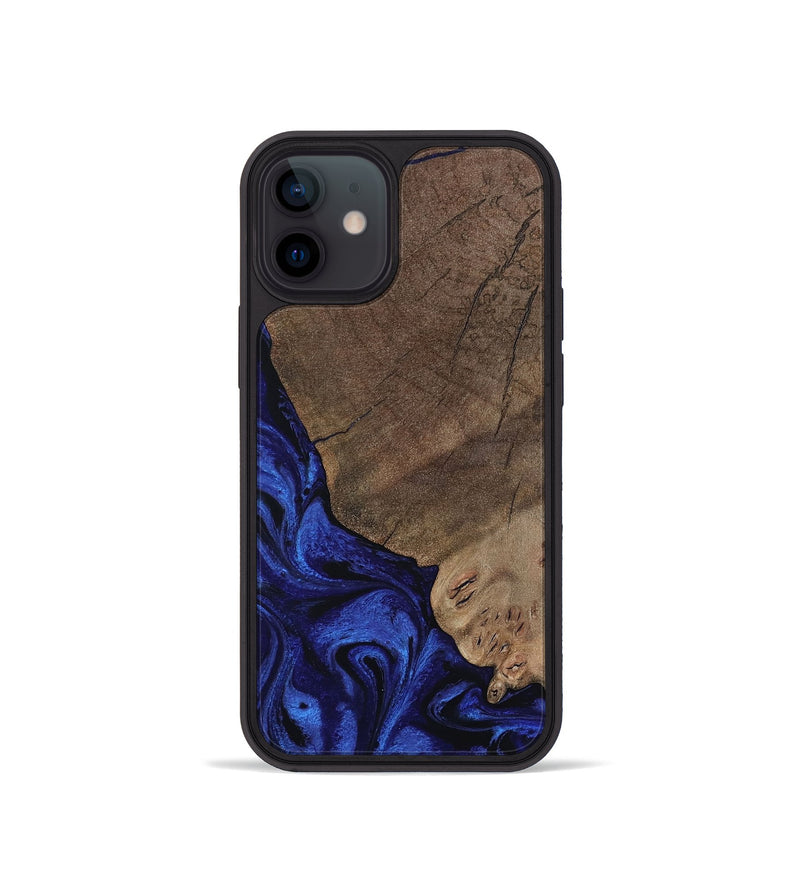 iPhone 12 mini Wood Phone Case - Mareli (Blue, 802331)