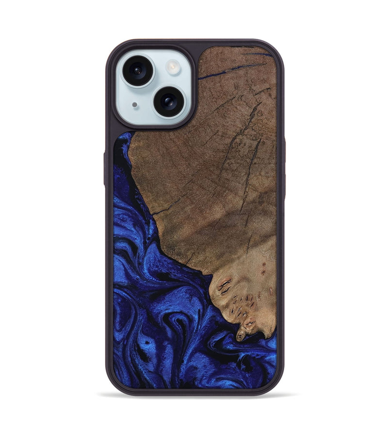 iPhone 15 Wood Phone Case - Mareli (Blue, 802331)