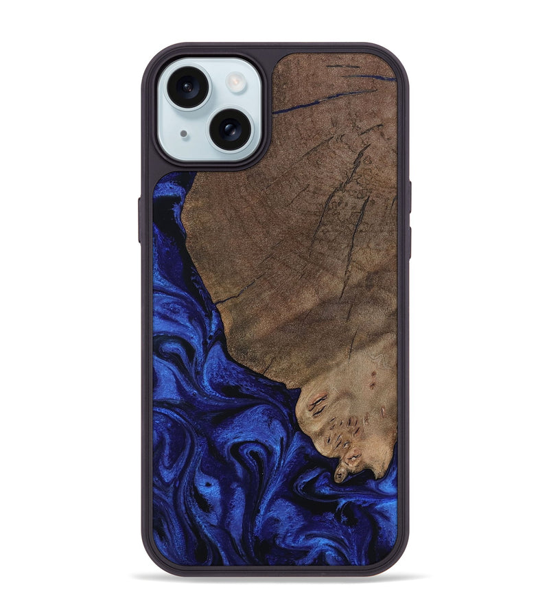 iPhone 15 Plus Wood Phone Case - Mareli (Blue, 802331)