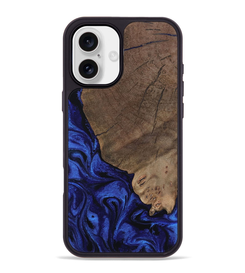 iPhone 16 Plus Wood Phone Case - Mareli (Blue, 802331)