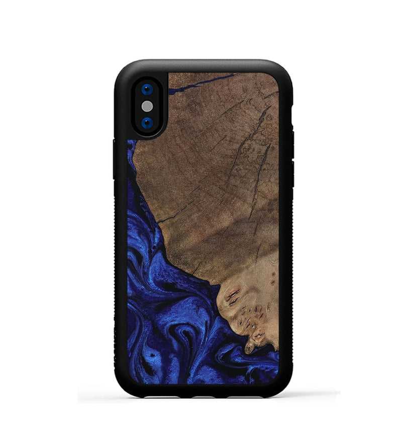 iPhone Xs Wood Phone Case - Mareli (Blue, 802331)