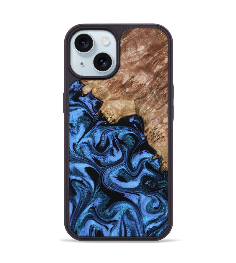 iPhone 15 Wood Phone Case - Aspen (Blue, 802332)