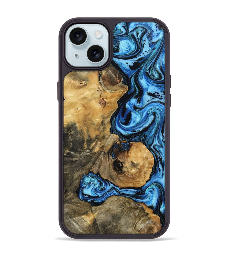 iPhone 15 Plus Wood Phone Case - Domingo (Blue, 802333)