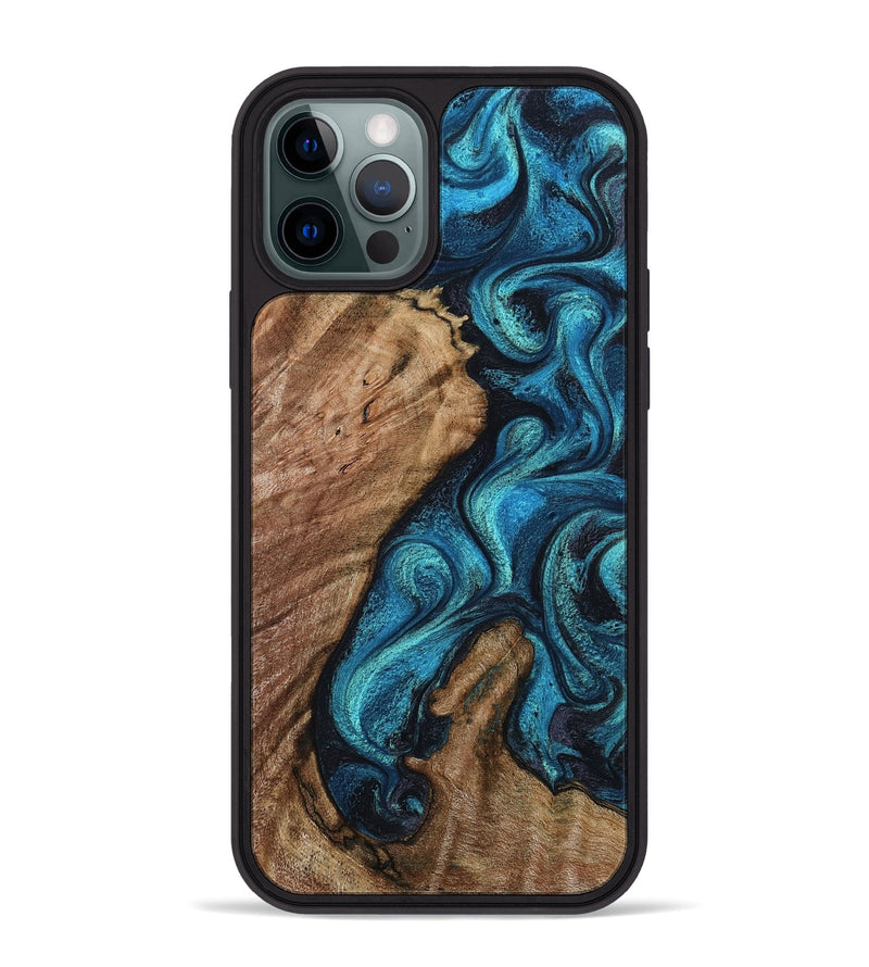 iPhone 12 Pro Max Wood Phone Case - Landyn (Blue, 802334)