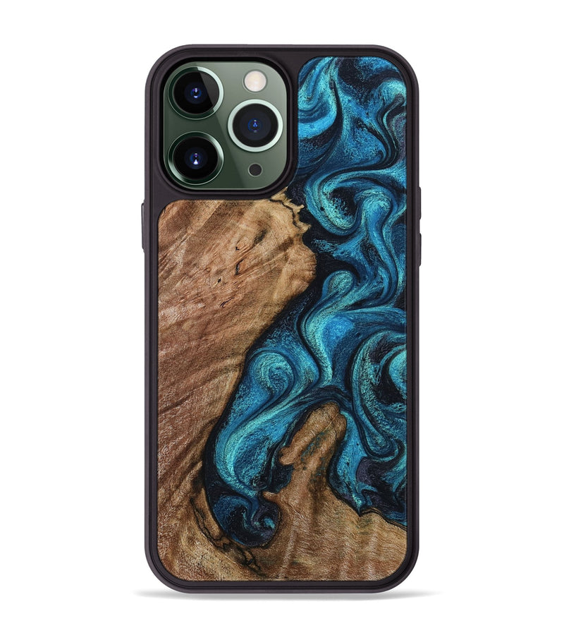iPhone 13 Pro Max Wood Phone Case - Landyn (Blue, 802334)