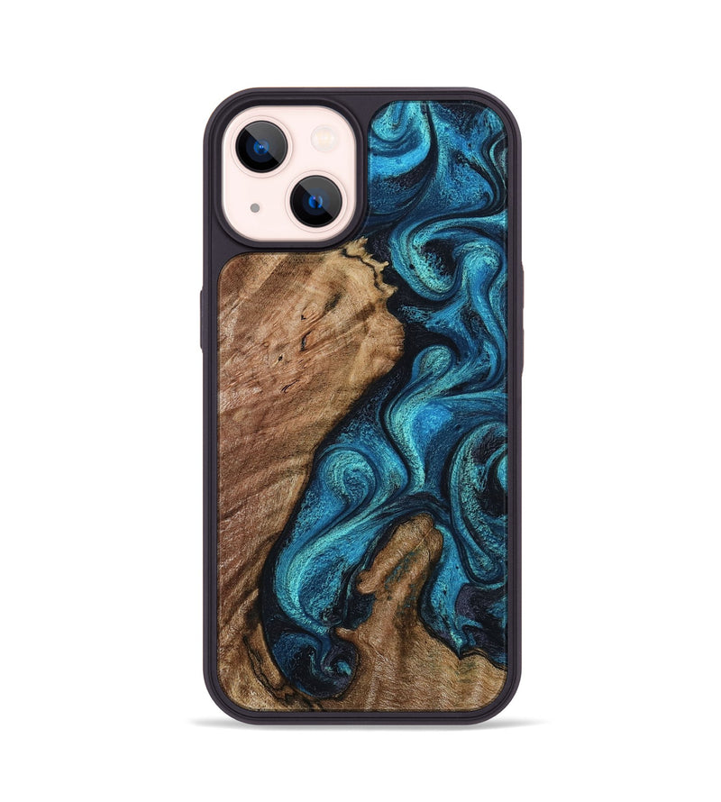 iPhone 14 Wood Phone Case - Landyn (Blue, 802334)