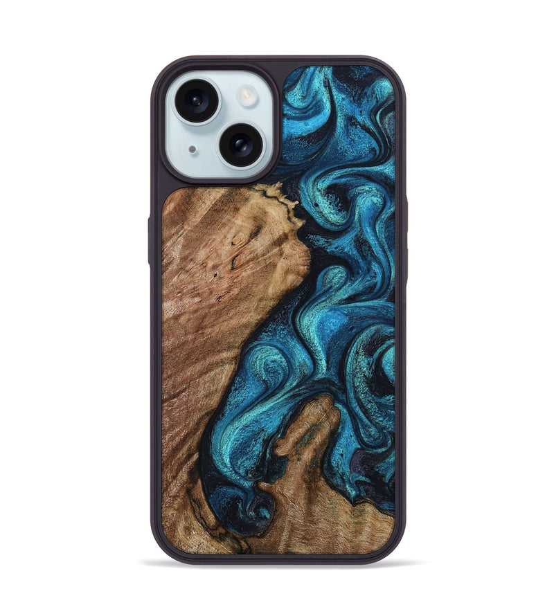 iPhone 15 Wood Phone Case - Landyn (Blue, 802334)
