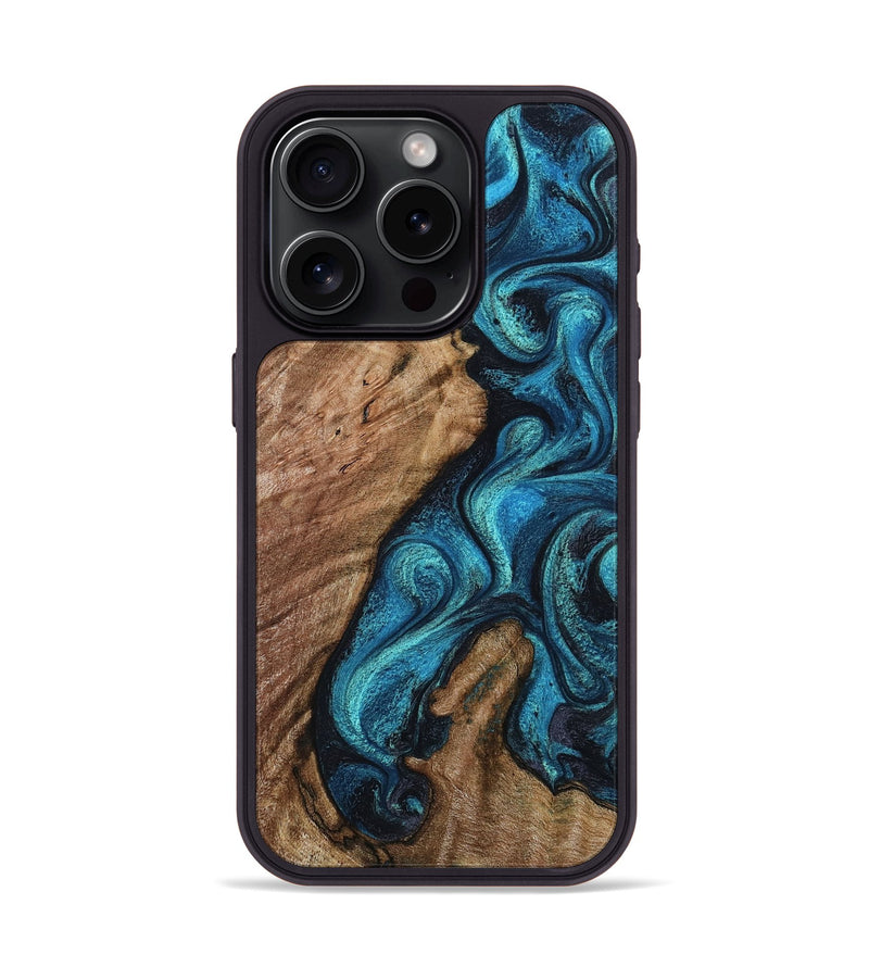 iPhone 15 Pro Wood Phone Case - Landyn (Blue, 802334)