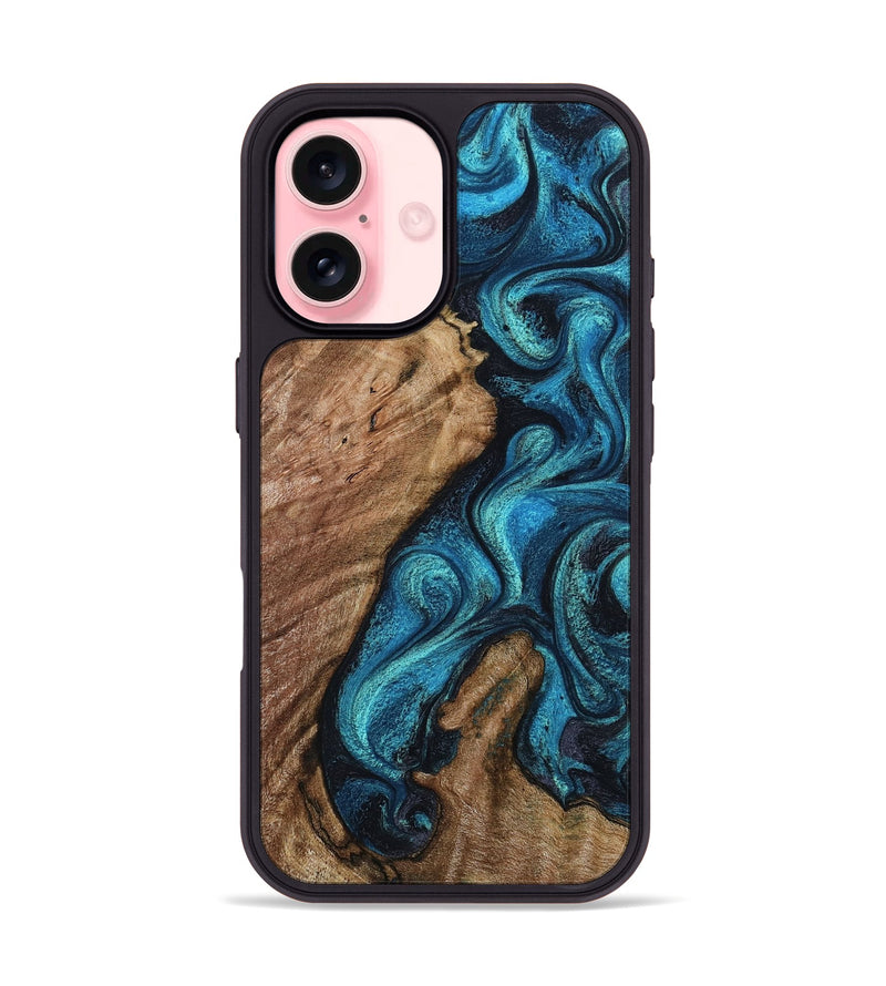 iPhone 16 Wood Phone Case - Landyn (Blue, 802334)