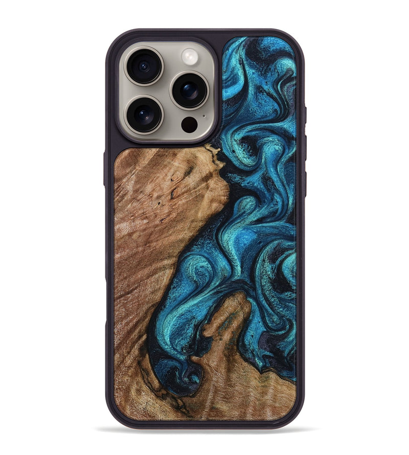 iPhone 16 Pro Max Wood Phone Case - Landyn (Blue, 802334)