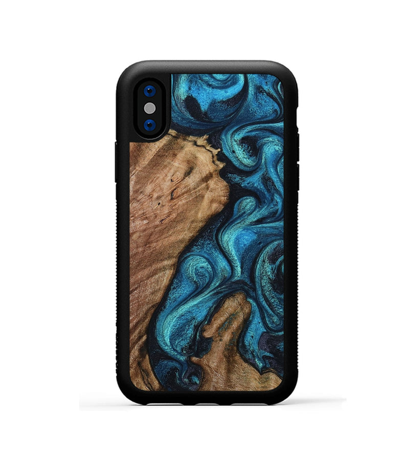 iPhone Xs Wood Phone Case - Landyn (Blue, 802334)