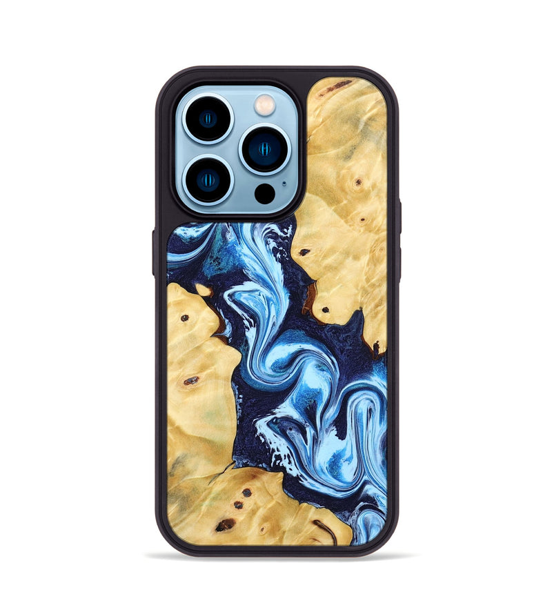 iPhone 14 Pro Wood Phone Case - Annie (Blue, 802335)