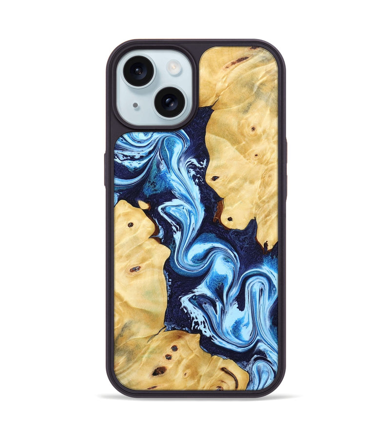 iPhone 15 Wood Phone Case - Annie (Blue, 802335)