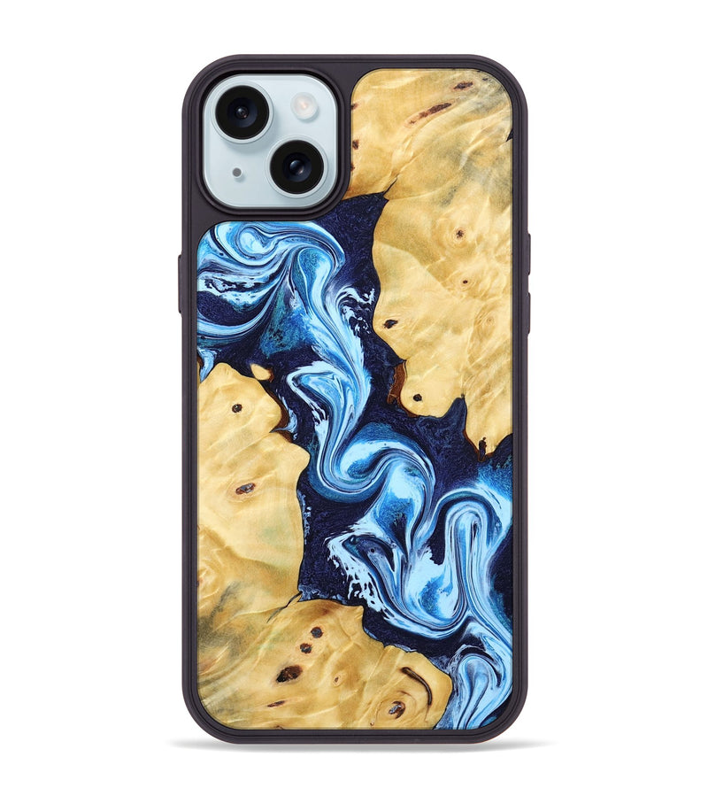 iPhone 15 Plus Wood Phone Case - Annie (Blue, 802335)