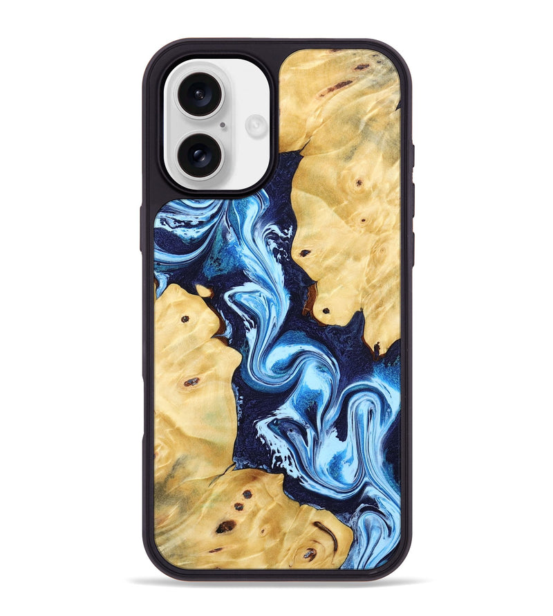 iPhone 16 Plus Wood Phone Case - Annie (Blue, 802335)