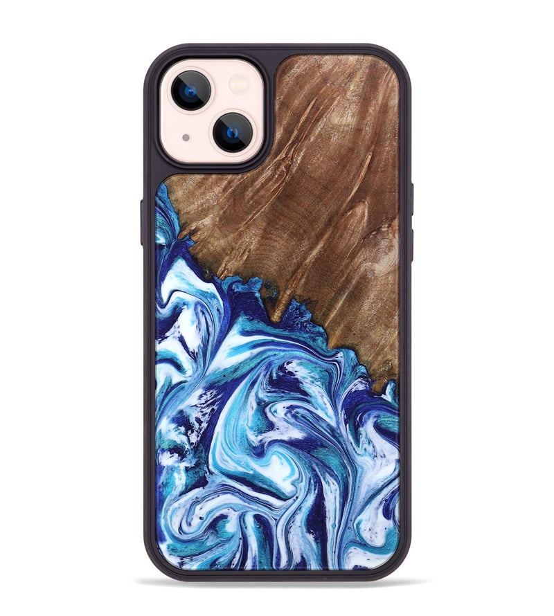 iPhone 14 Plus Wood Phone Case - Paralee (Blue, 802336)