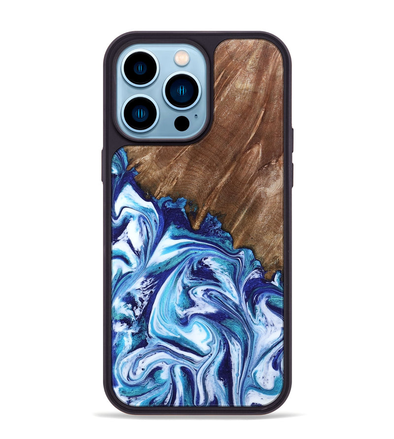 iPhone 14 Pro Max Wood Phone Case - Paralee (Blue, 802336)
