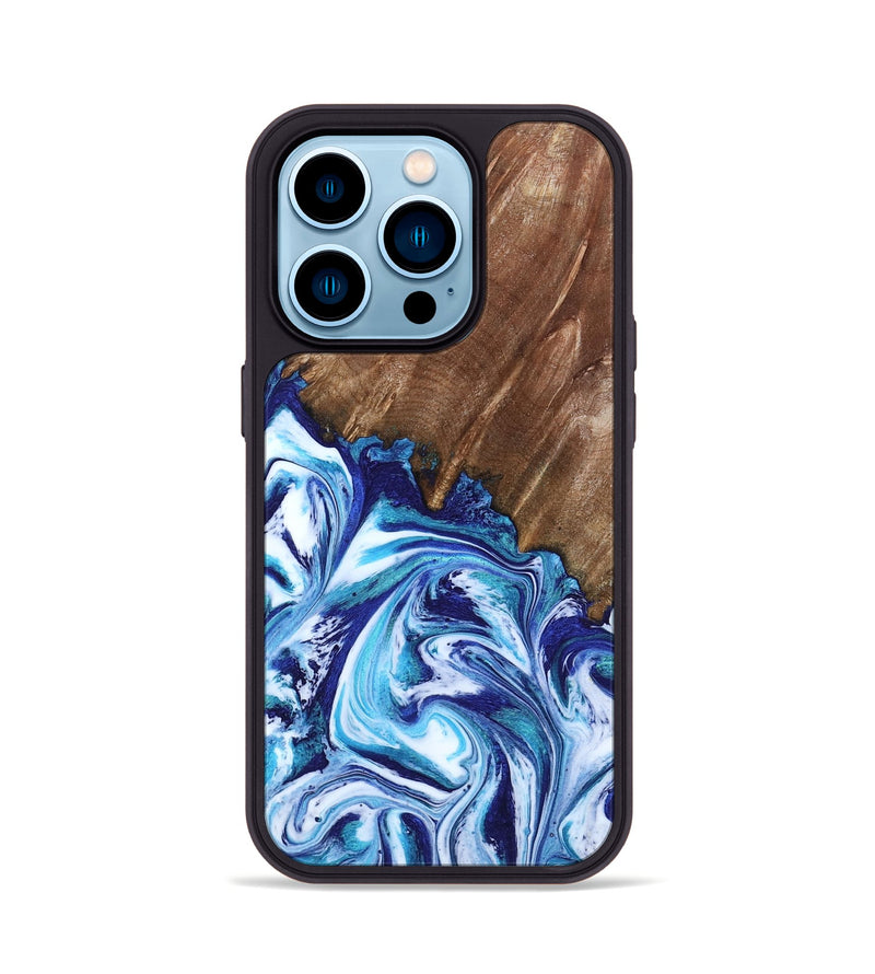 iPhone 14 Pro Wood Phone Case - Paralee (Blue, 802336)