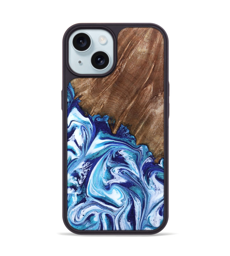 iPhone 15 Wood Phone Case - Paralee (Blue, 802336)