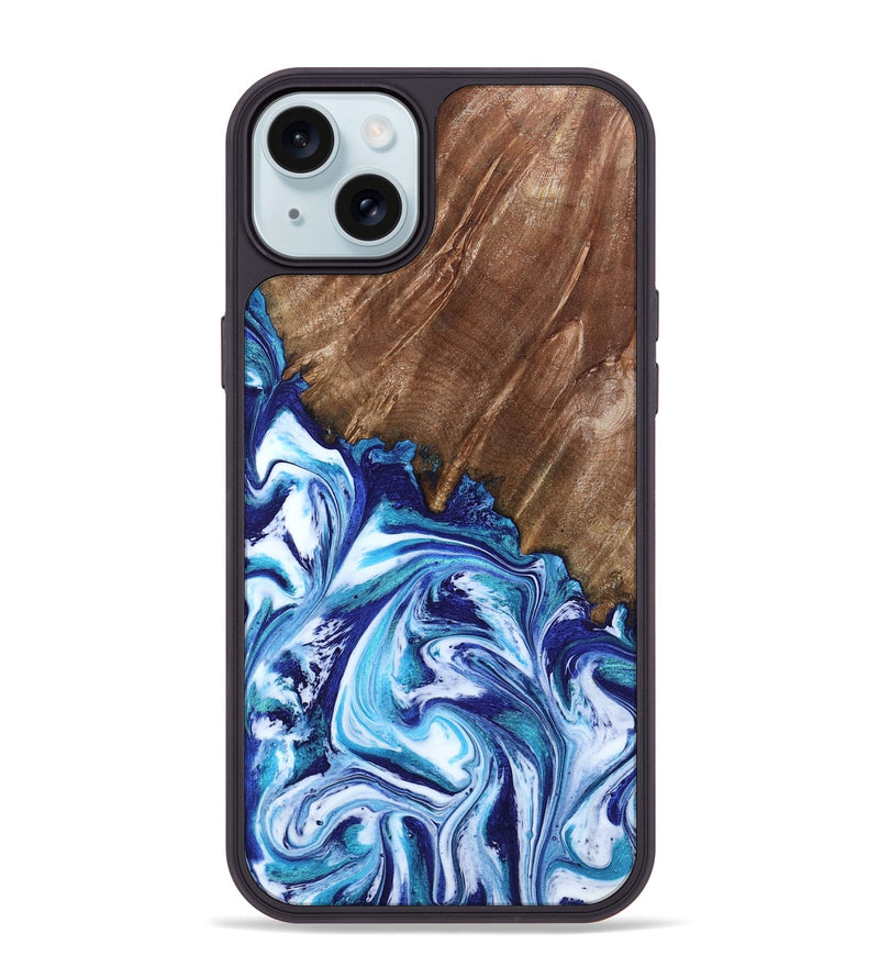 iPhone 15 Plus Wood Phone Case - Paralee (Blue, 802336)