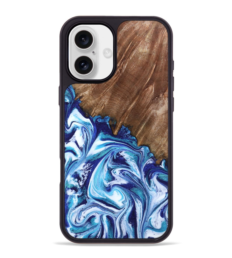 iPhone 16 Plus Wood Phone Case - Paralee (Blue, 802336)