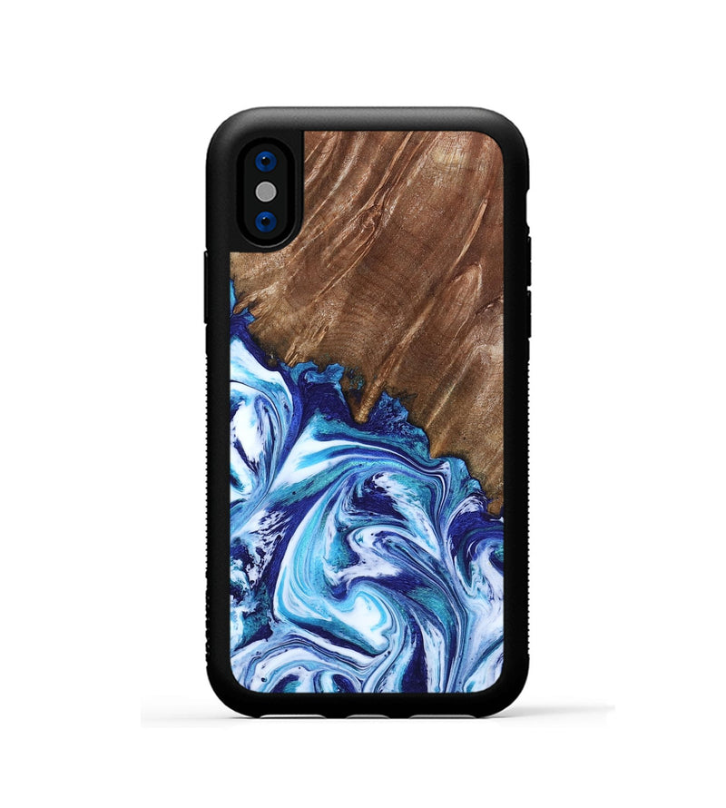 iPhone Xs Wood Phone Case - Paralee (Blue, 802336)