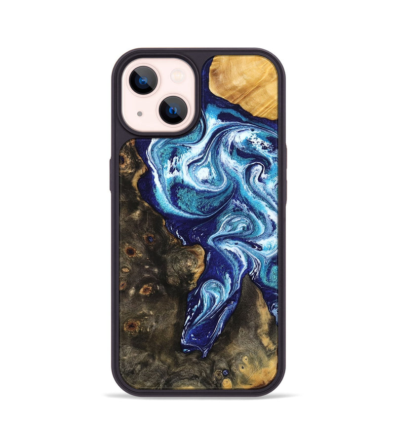 iPhone 14 Wood Phone Case - Winona (Blue, 802337)