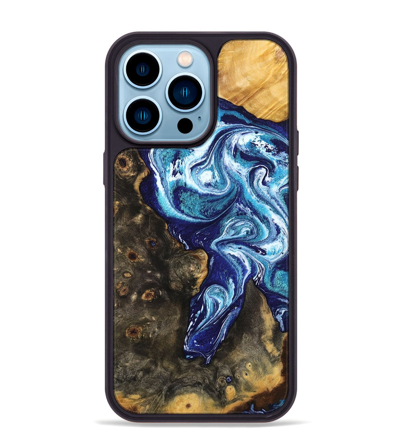 iPhone 14 Pro Max Wood Phone Case - Winona (Blue, 802337)