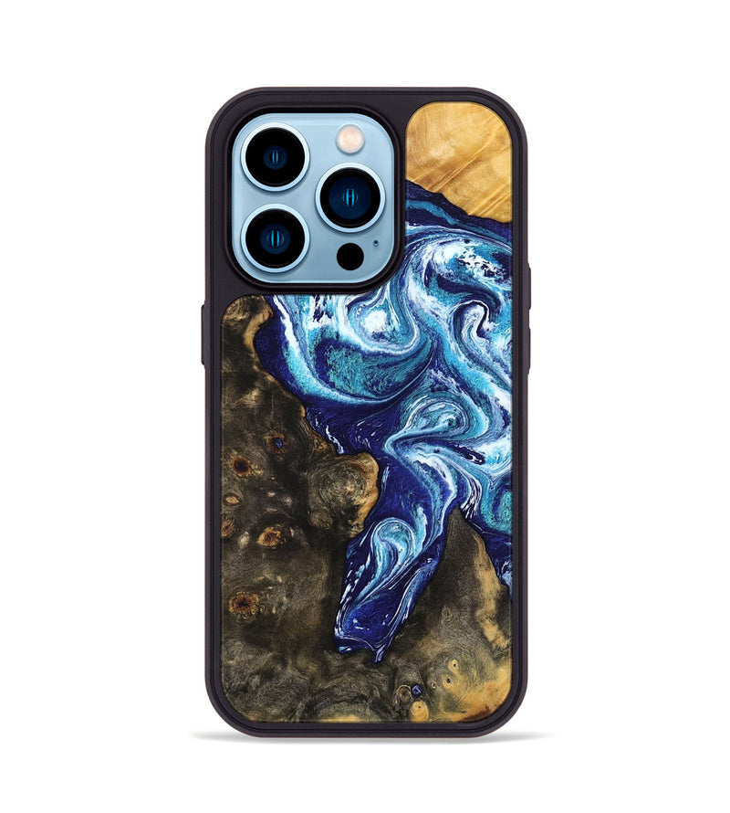 iPhone 14 Pro Wood Phone Case - Winona (Blue, 802337)