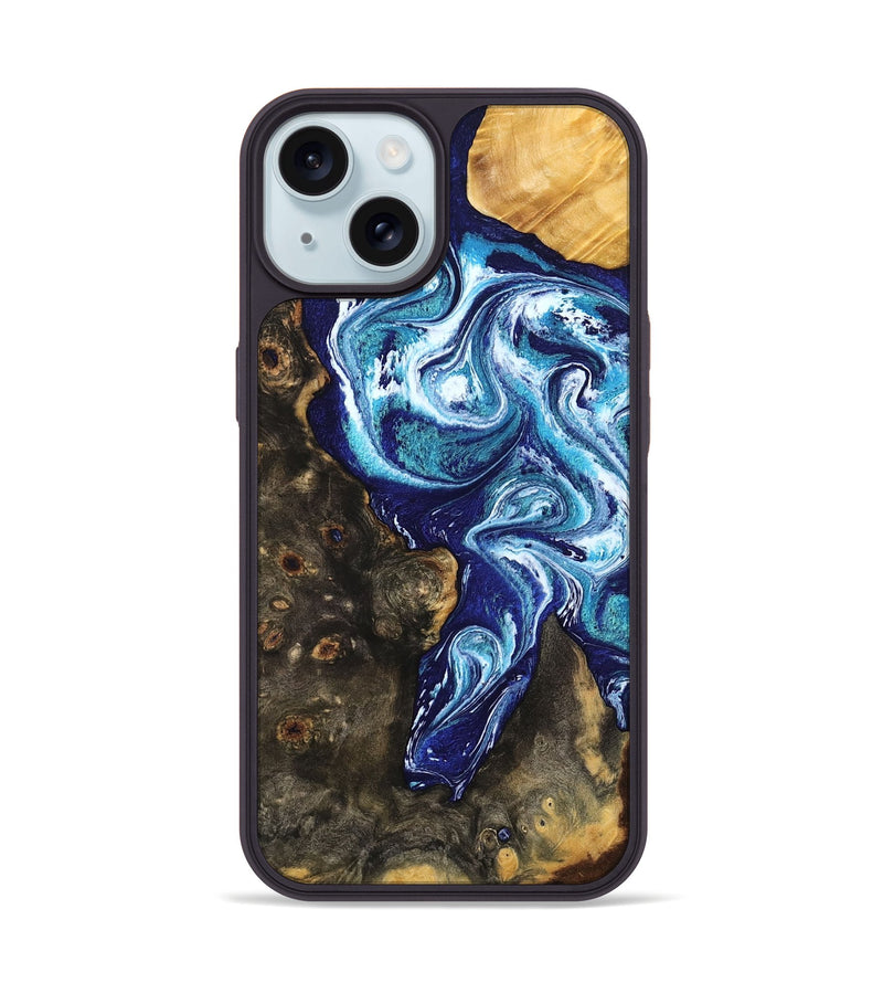 iPhone 15 Wood Phone Case - Winona (Blue, 802337)