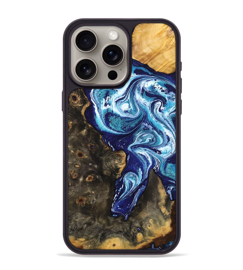 iPhone 15 Pro Max Wood Phone Case - Winona (Blue, 802337)