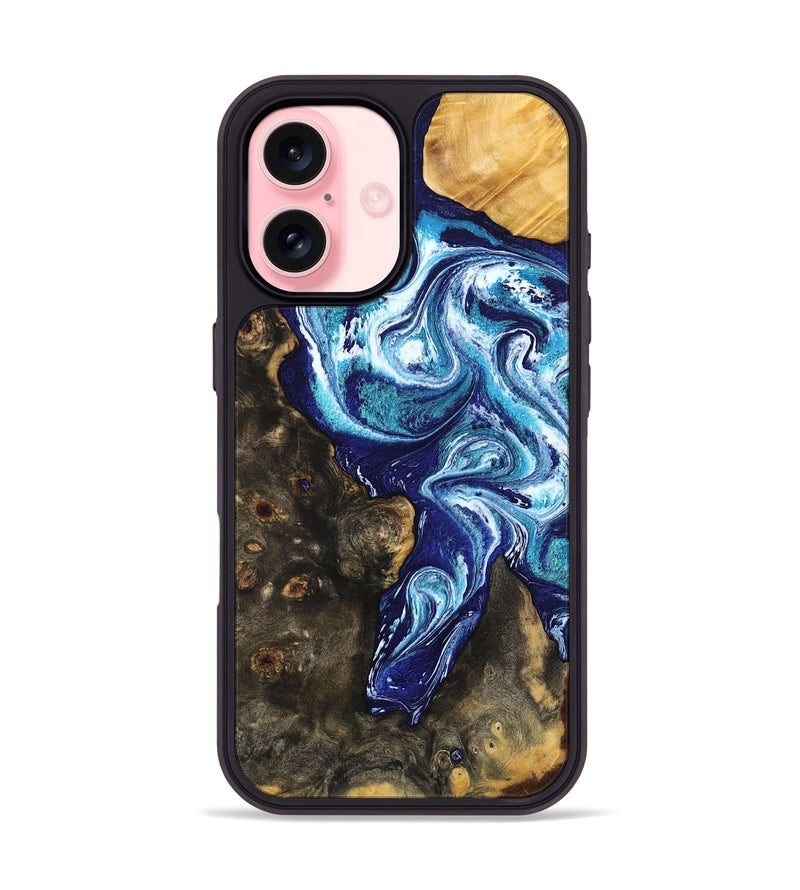 iPhone 16 Wood Phone Case - Winona (Blue, 802337)