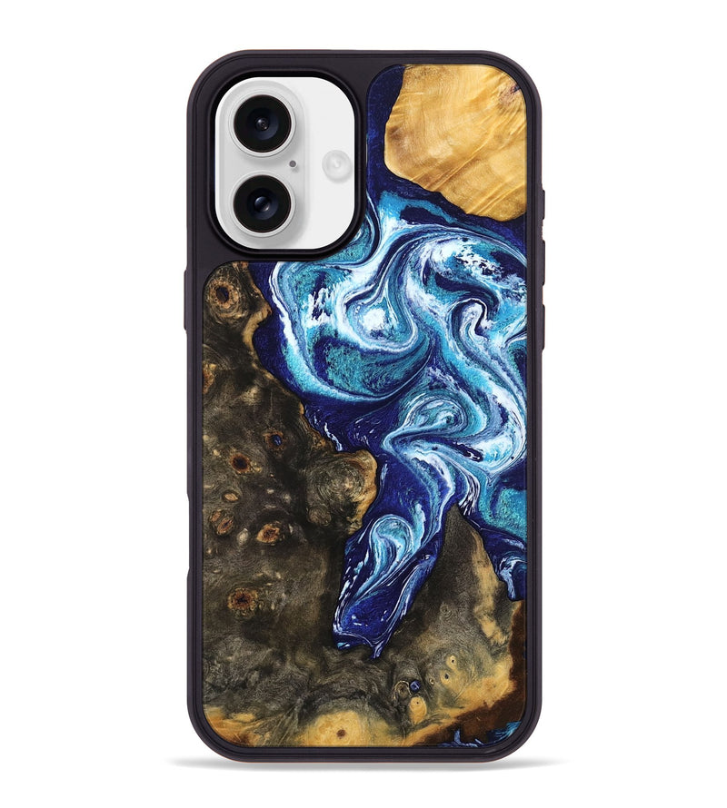 iPhone 16 Plus Wood Phone Case - Winona (Blue, 802337)