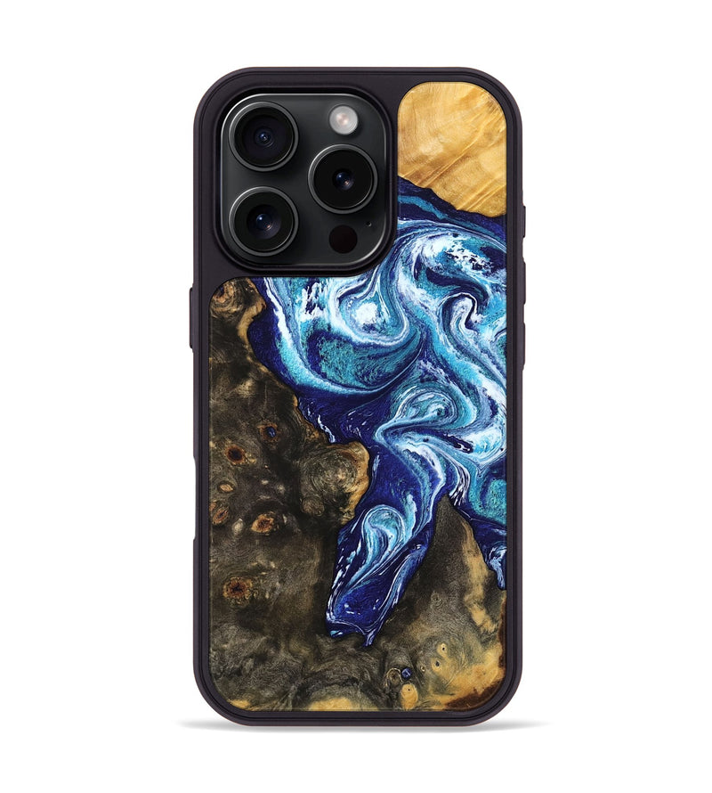 iPhone 16 Pro Wood Phone Case - Winona (Blue, 802337)