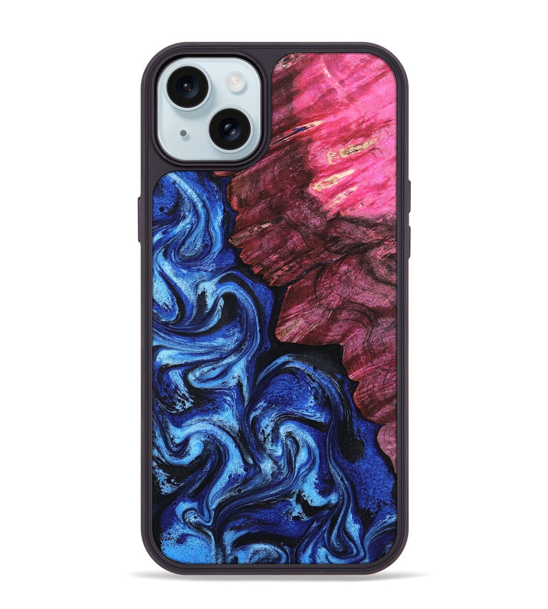 iPhone 15 Plus Wood Phone Case - Drake (Blue, 802338)