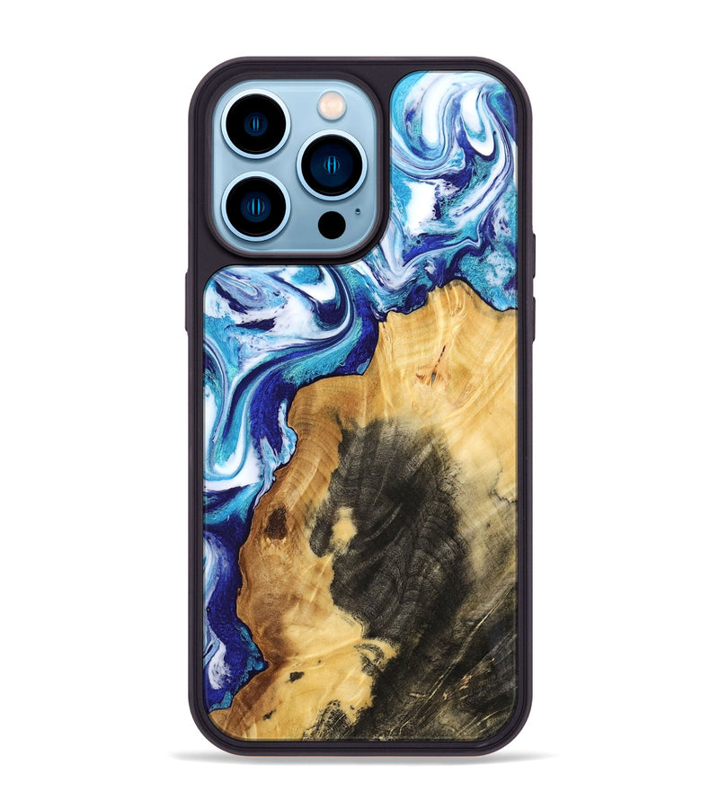 iPhone 14 Pro Max Wood Phone Case - Connie (Blue, 802341)