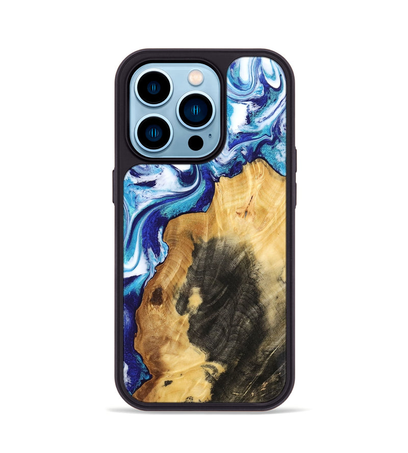 iPhone 14 Pro Wood Phone Case - Connie (Blue, 802341)